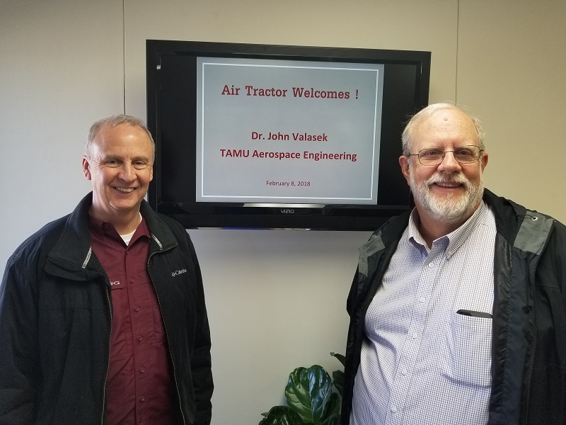 Dr. Valasek visits David Lund at Air Tractor